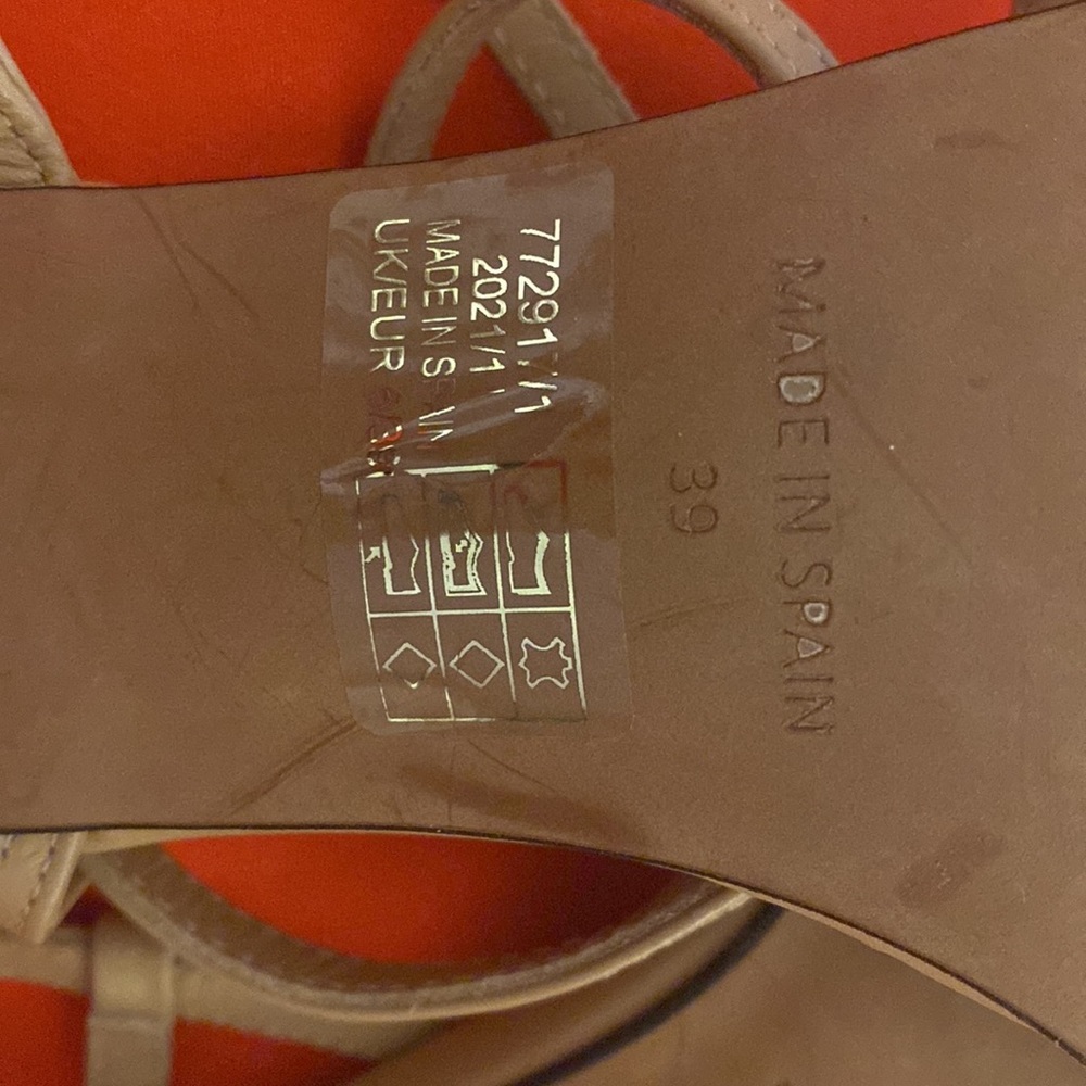 River Island Leather Square Toe Strappy Nude Heel Sandals size 39 - Picture 9 of 9